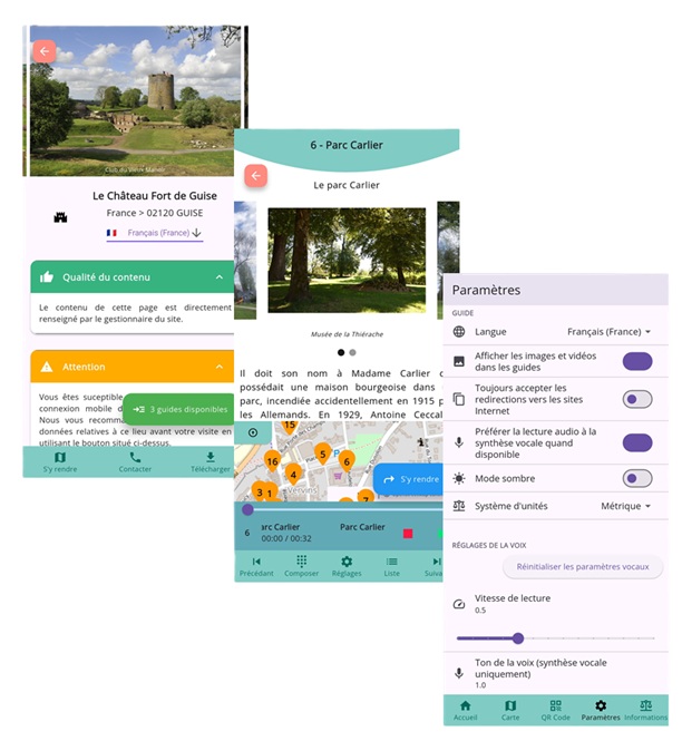 Captures d'écran de l'application Guideius